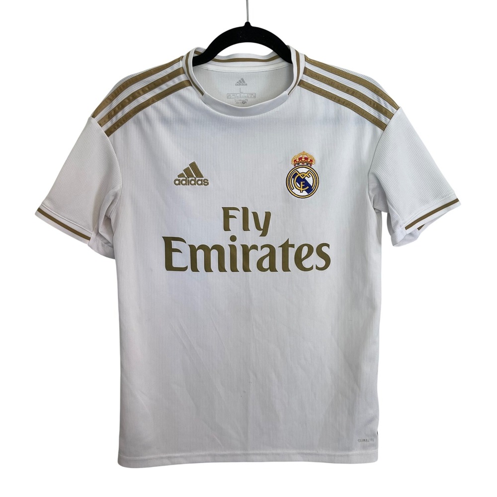Adidas Real‎ Madrid 2019-20 Home Jersey White Gold Fly Emirates Mens Large